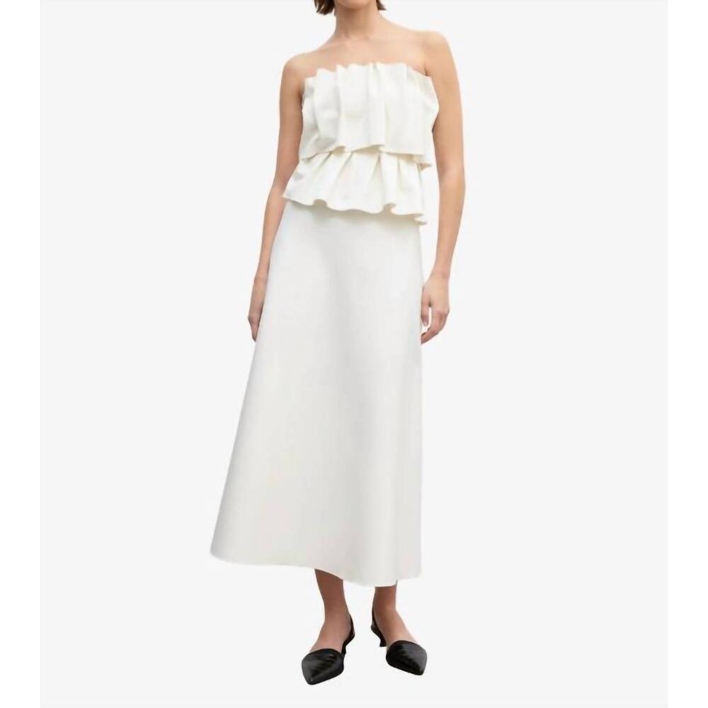 NEW HOUSE OF DAGMAR sculpted tube midi dress in white